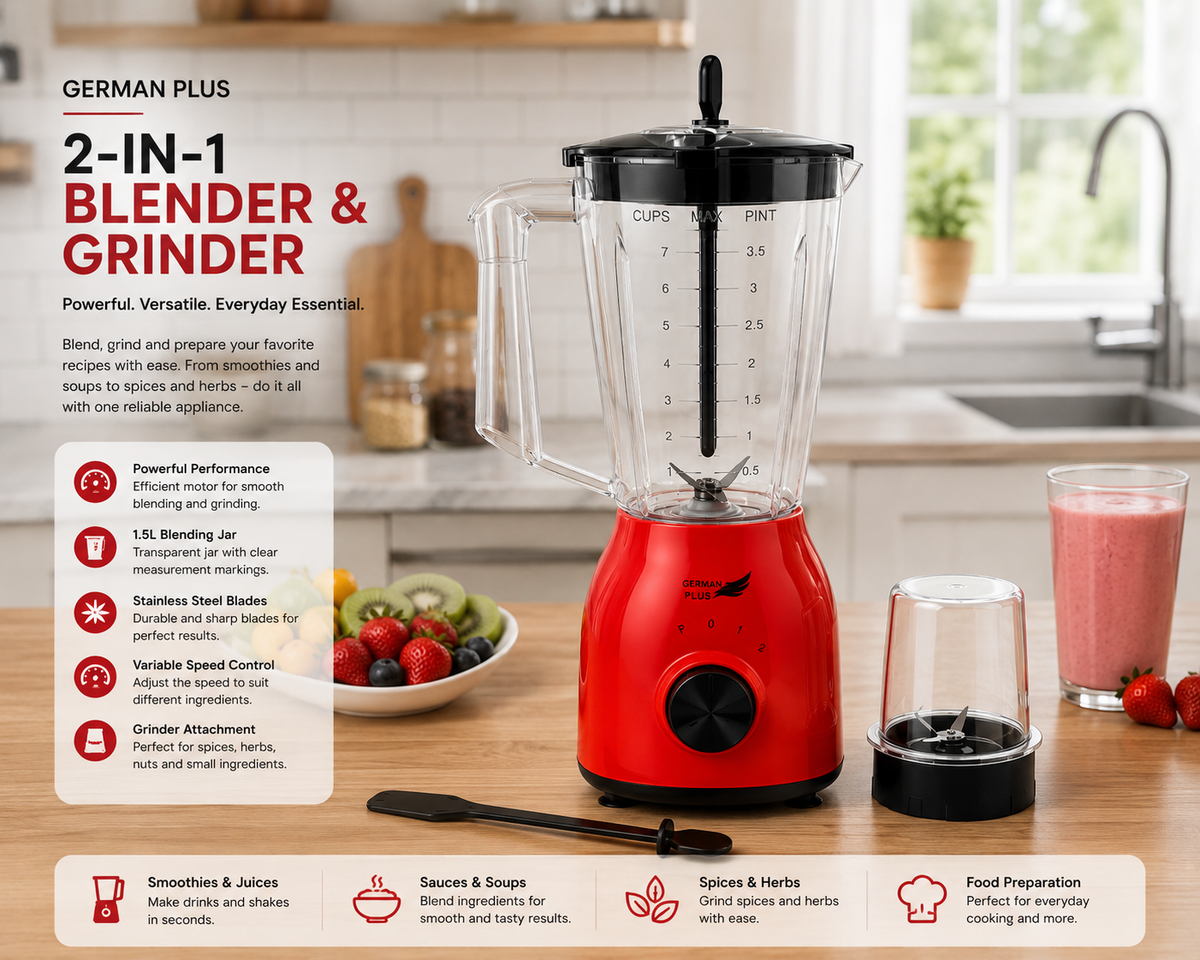 German Plus Blender – 2-in-1 Blender & Grinder