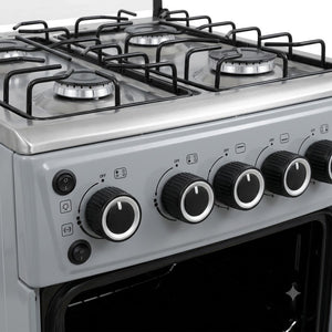 German Plus 4-Burner Gas Cooker with 50L Oven - Silver