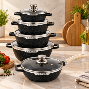 Turkish Cooker with non-stick Cookware and Bamboo Set Kitchen Bundle