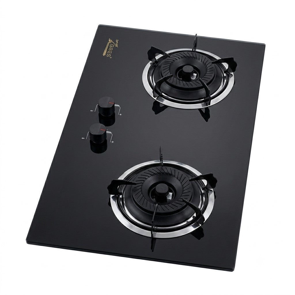 Sleek Dual-Burner Tempered Glass Gas Hob