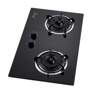Sleek Dual-Burner Tempered Glass Gas Hob