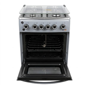 German Plus 4-Burner Gas Cooker with 50L Oven - Silver