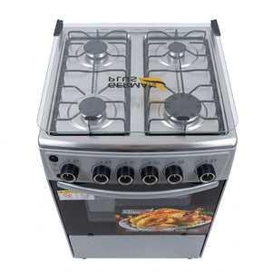 German Plus 4-Burner Gas Cooker with 50L Oven - Silver