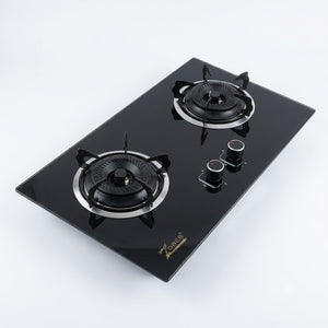 Sleek Dual-Burner Tempered Glass Gas Hob