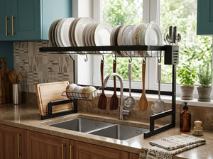 Over-the-sink dish drying rack