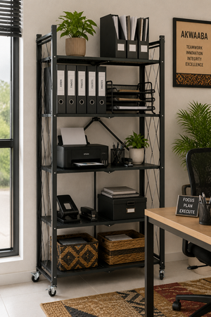 5-tier foldable heavy-duty metal storage