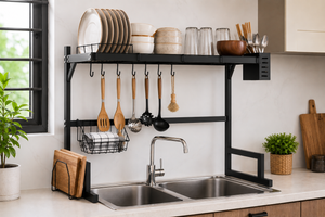 Over-the-sink dish drying rack