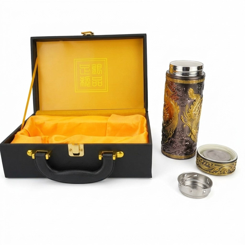 Ornate Dragon Artisan Thermos Gift Set