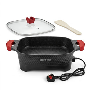 12L multipurpose cooker for frying, roasting, steaming, and more.