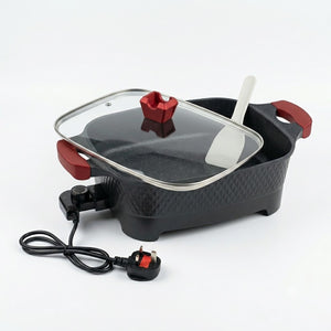 12L multipurpose cooker for frying, roasting, steaming, and more.