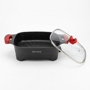 12L multipurpose cooker for frying, roasting, steaming, and more.