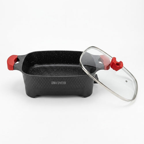 12L multipurpose cooker for frying, roasting, steaming, and more.