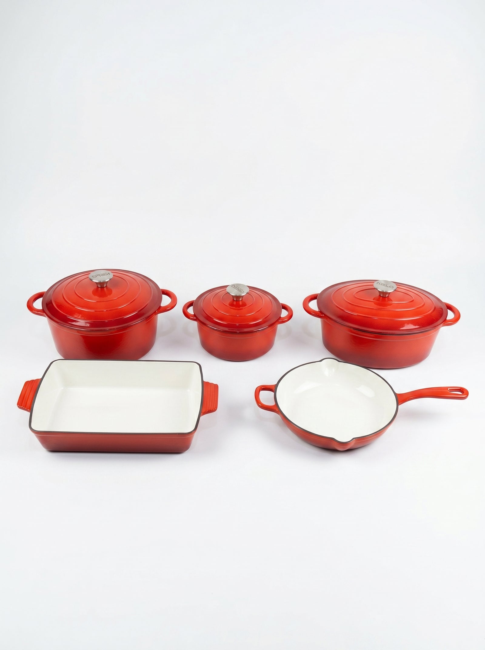 Kola 8-piece enameled cast iron set